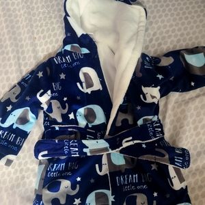 Baby Boy plush Animal Face Bathrobe. Royal Blue, 0-6 months